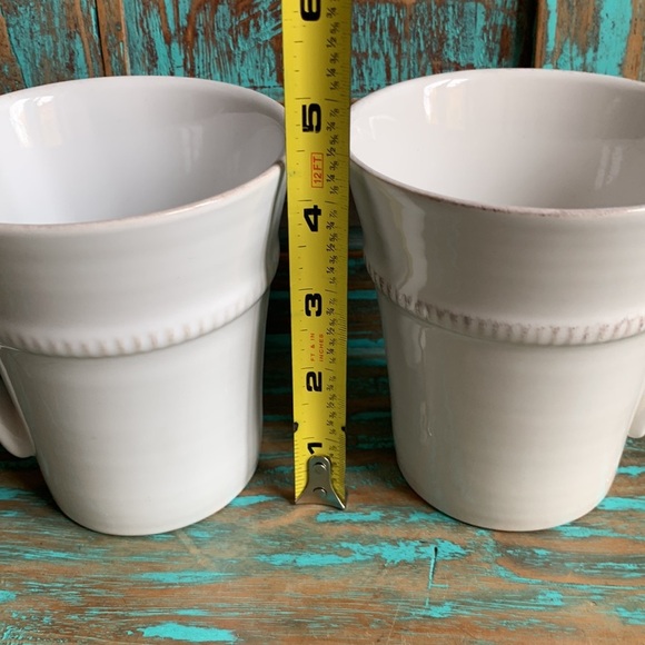 Pottery Barn Gabrielle Coffee Mugs Set of 2 Made in Portugal Neutral - Picture 2 of 8